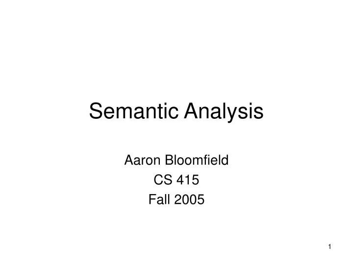 semantic analysis