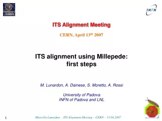 ITS Alignment Meeting CERN, April 13 th  2007 ITS alignment using Millepede:  first steps