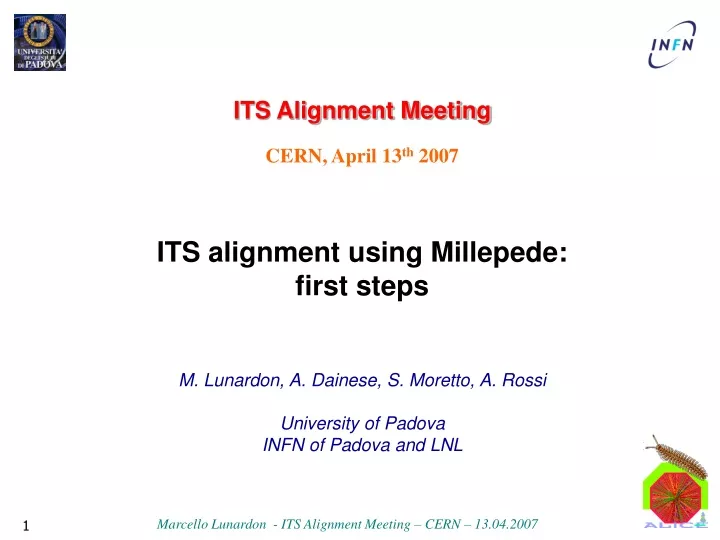 its alignment meeting cern april 13 th 2007