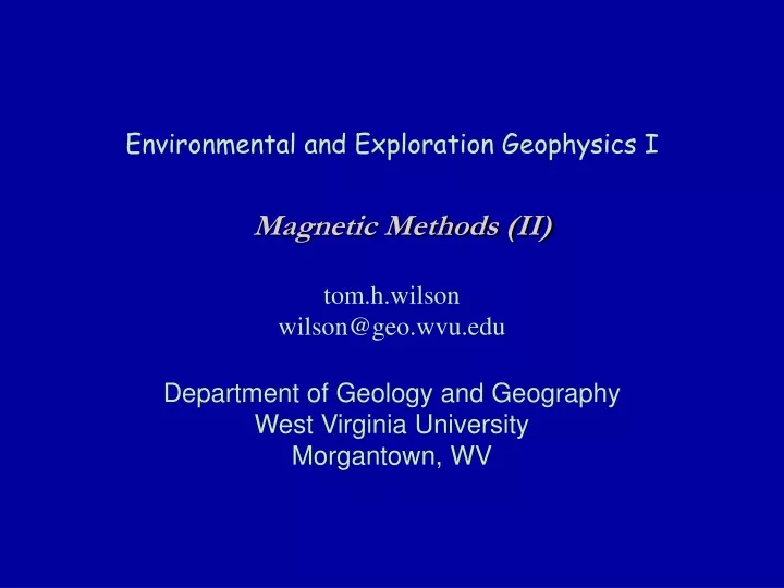 environmental and exploration geophysics i