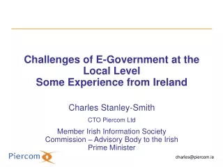 Challenges of E-Government at the Local Level  Some  Experience from Ireland