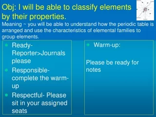 Ready-Reporter&gt;Journals please Responsible- complete the warm-up