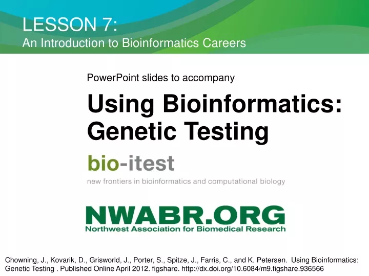 lesson 7 an introduction to bioinformatics careers