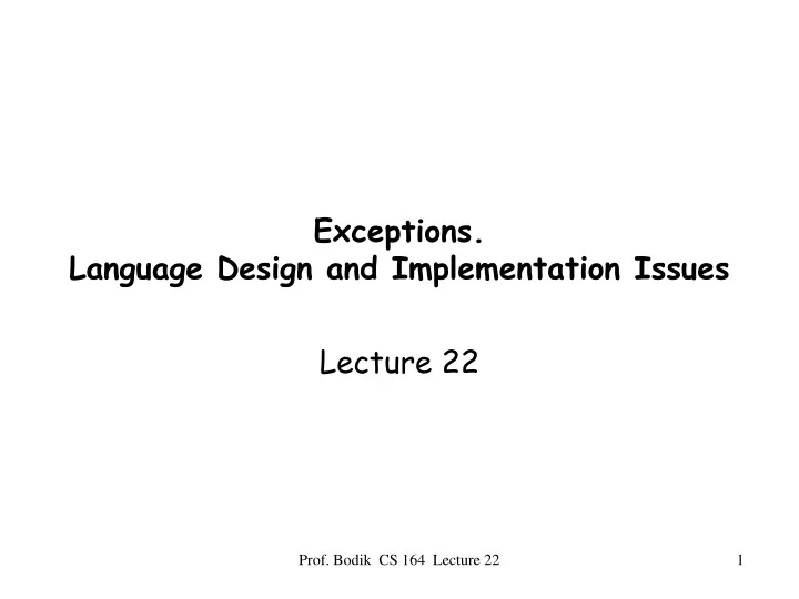 exceptions language design and implementation issues