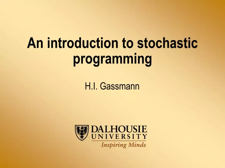 an introduction to stochastic programming