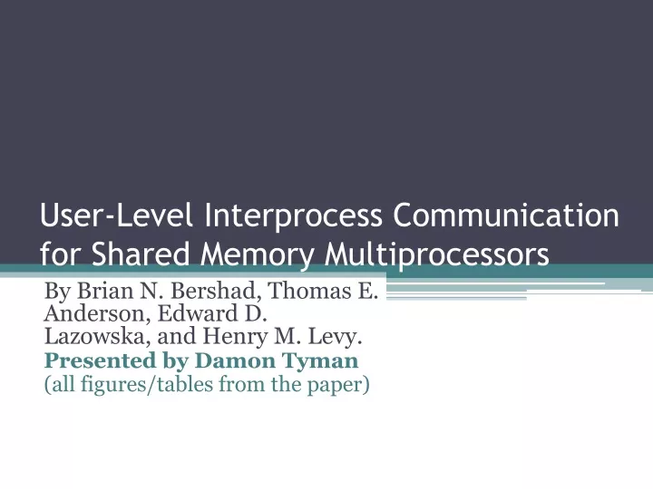 user level interprocess communication for shared memory multiprocessors