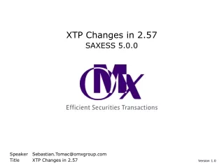 XTP Changes in 2.57