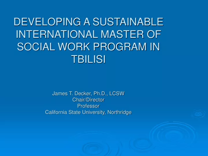 developing a sustainable international master