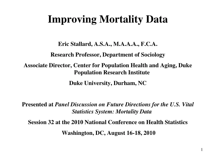 improving mortality data