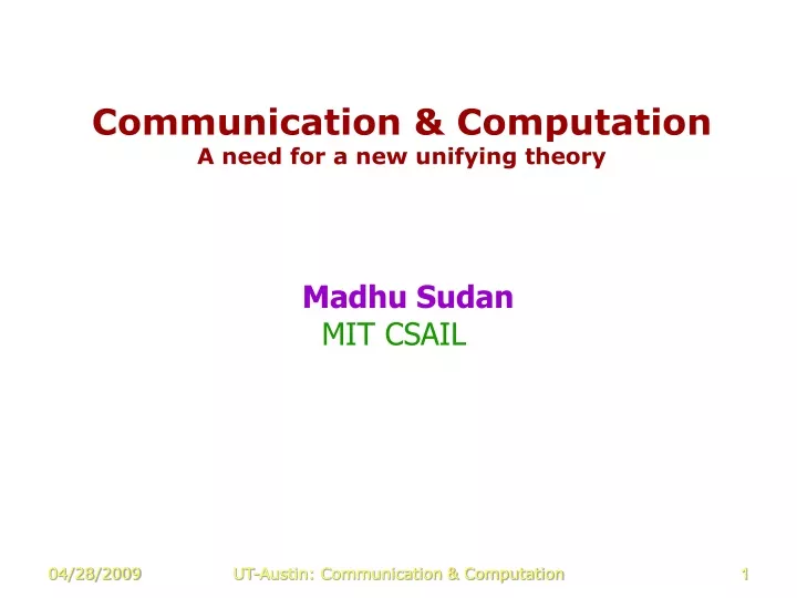 communication computation a need