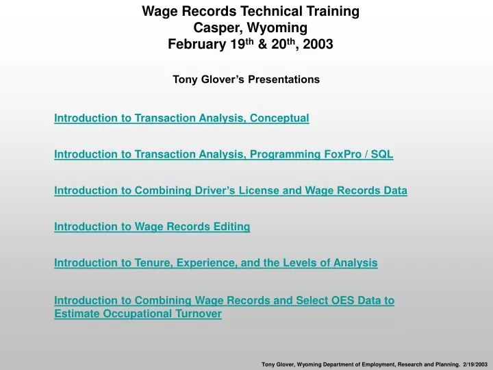 wage records technical training casper wyoming