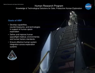 Human Research Program Knowledge &amp; Technological Solutions for Safe, Productive Human Exploration