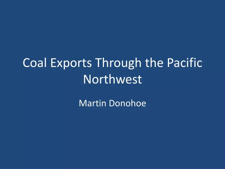 coal exports through the pacific northwest