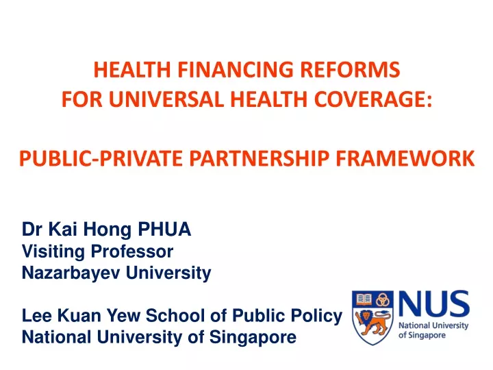 health financing reforms for universal health coverage public private partnership framework