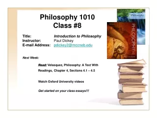 Philosophy 1010 Class #8