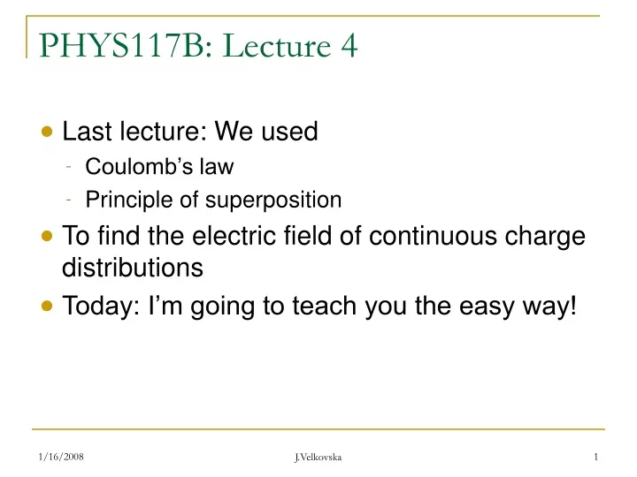 phys117b lecture 4