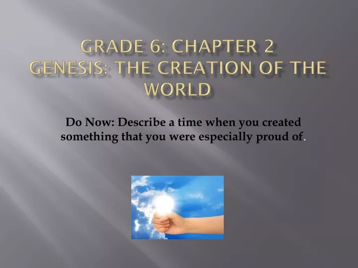 grade 6 chapter 2 genesis the creation of the world