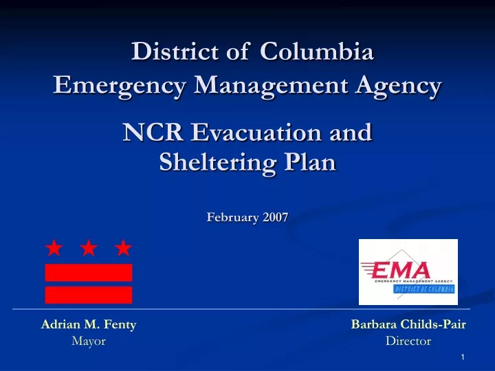district of columbia emergency management agency ncr evacuation and sheltering plan february 2007