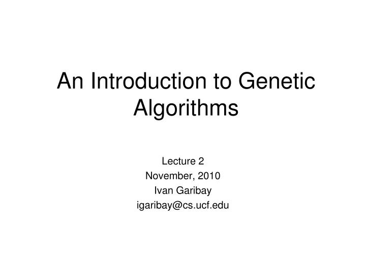 an introduction to genetic algorithms
