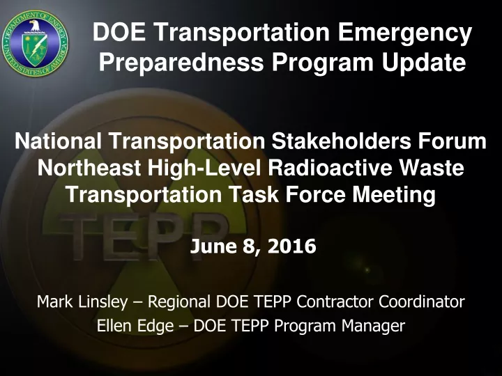 doe transportation emergency preparedness program update