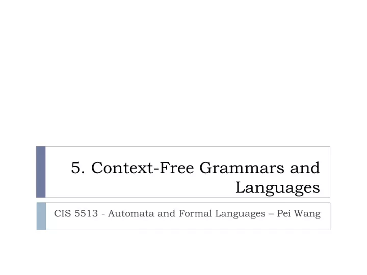 5 context free grammars and languages