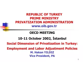 OECD MEETING 10-11 October 2002, ?stanbul Social Dimension of Privatization in Turkey: