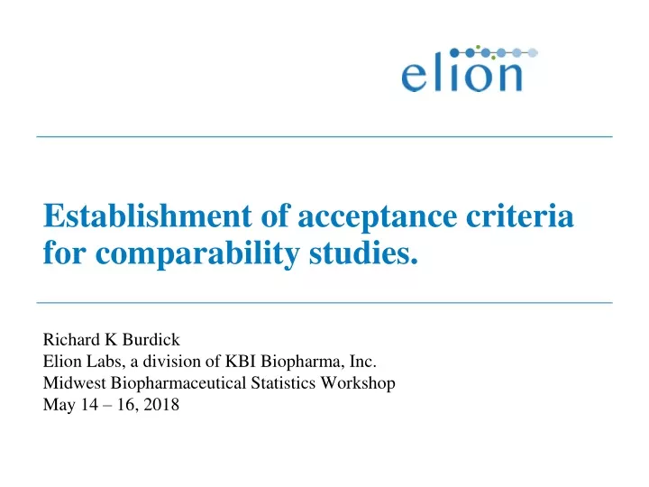 establishment of acceptance criteria for comparability studies