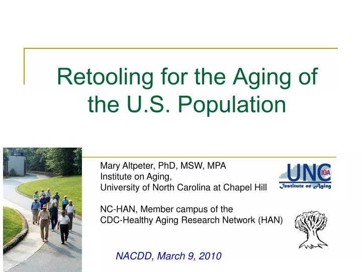 retooling for the aging of the u s population