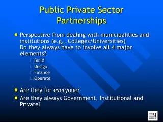 Public Private Sector Partnerships