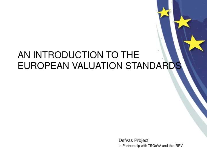 an introduction to the european valuation standards