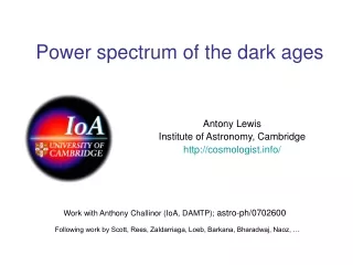 Power spectrum of the dark ages
