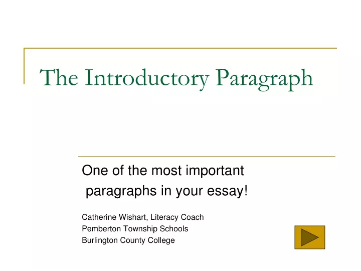 the introductory paragraph