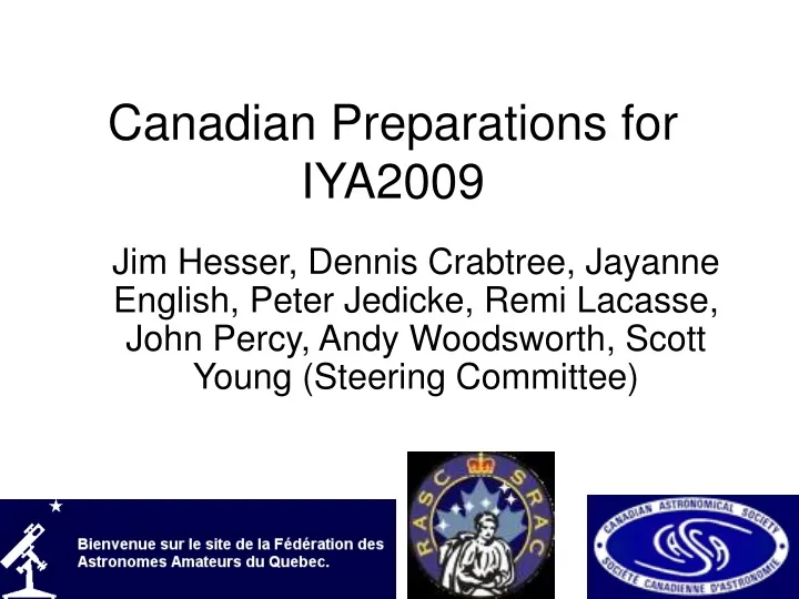 canadian preparations for iya2009