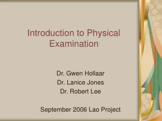Introduction to Physical Examination
