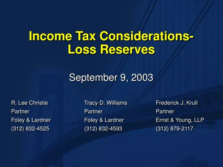 income tax considerations loss reserves