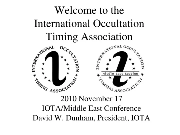 welcome to the international occultation timing association