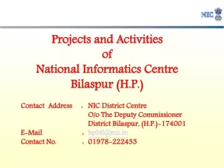 Projects and Activities  of National Informatics Centre Bilaspur (H.P.)