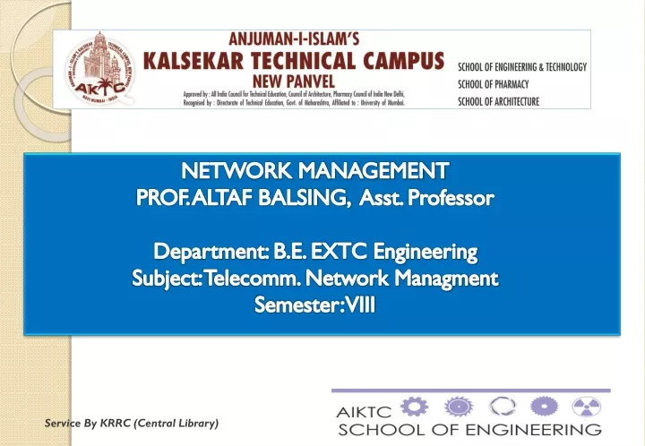 network management prof altaf balsing asst