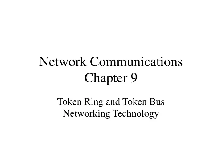 network communications chapter 9