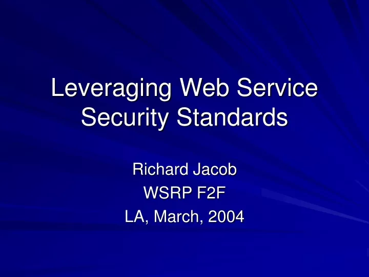 leveraging web service security standards