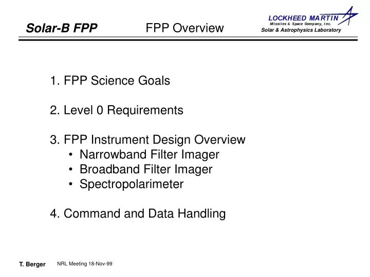 1 fpp science goals 2 level 0 requirements