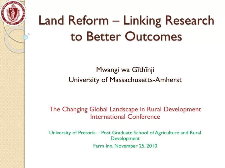 land reform linking research to better outcomes