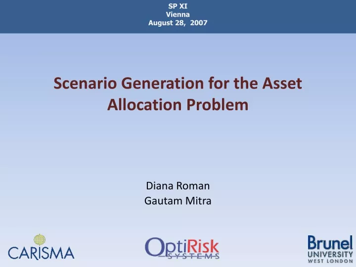 scenario generation for the asset allocation problem