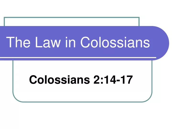 the law in colossians