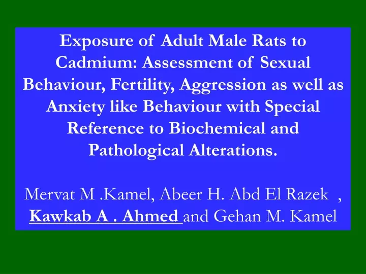 exposure of adult male rats to cadmium assessment