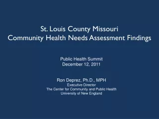 St. Louis County Missouri Community Health Needs Assessment Findings