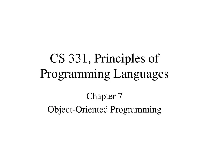 cs 331 principles of programming languages