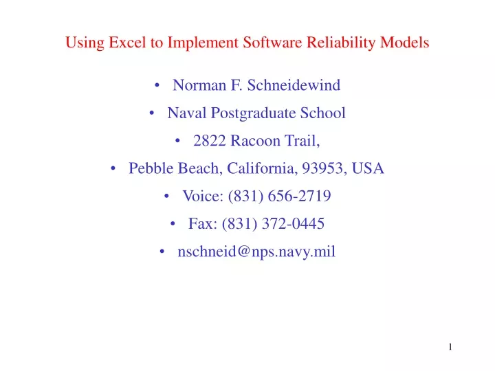 using excel to implement software reliability models