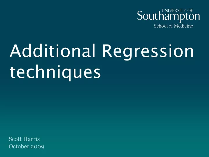 additional regression techniques