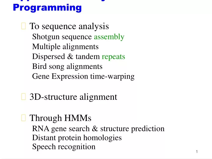 applications of dynamic programming